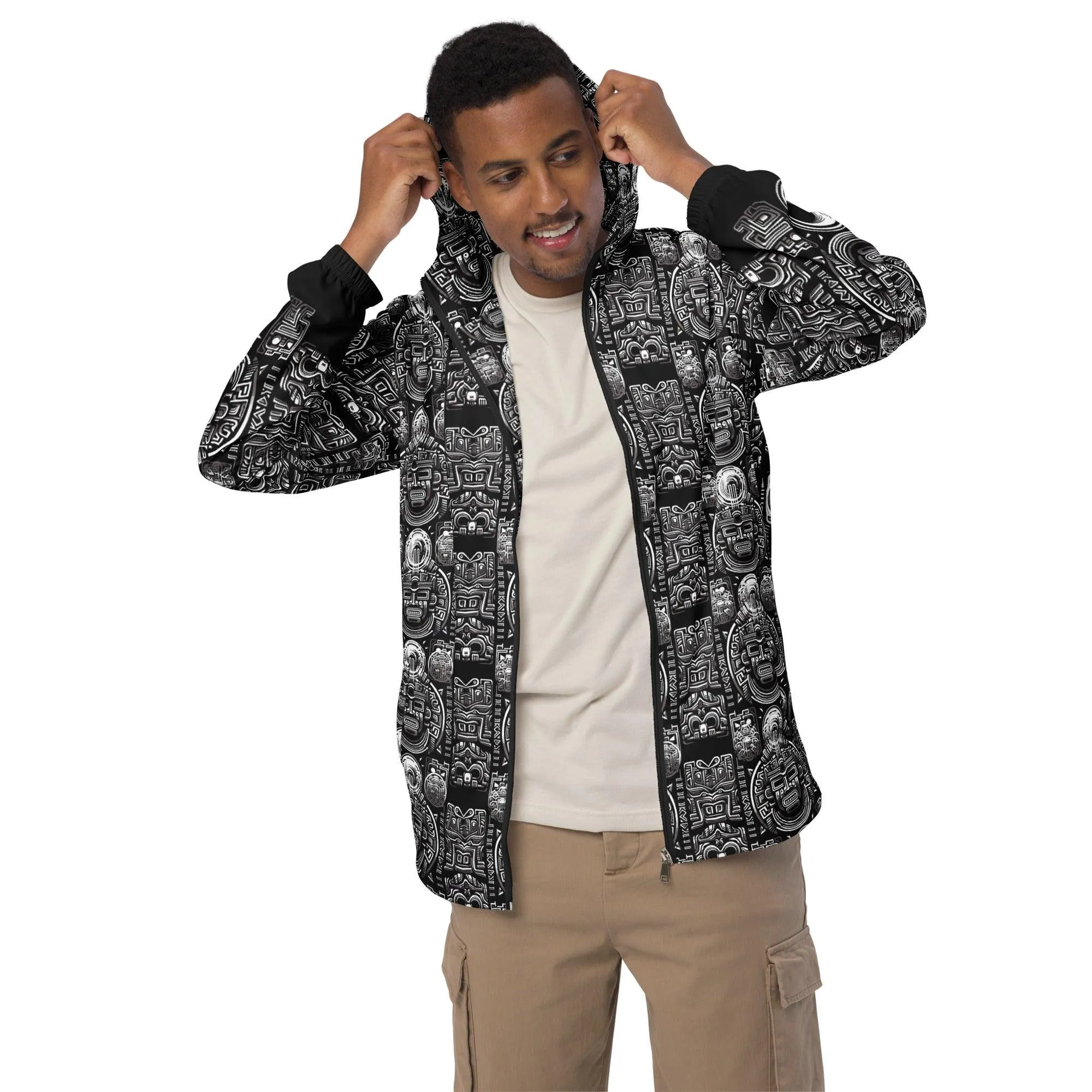 Mayan / Aztec Warrior All Over Print Unisex Windbreaker with Zippered Pockets by Metz Zen v1.0