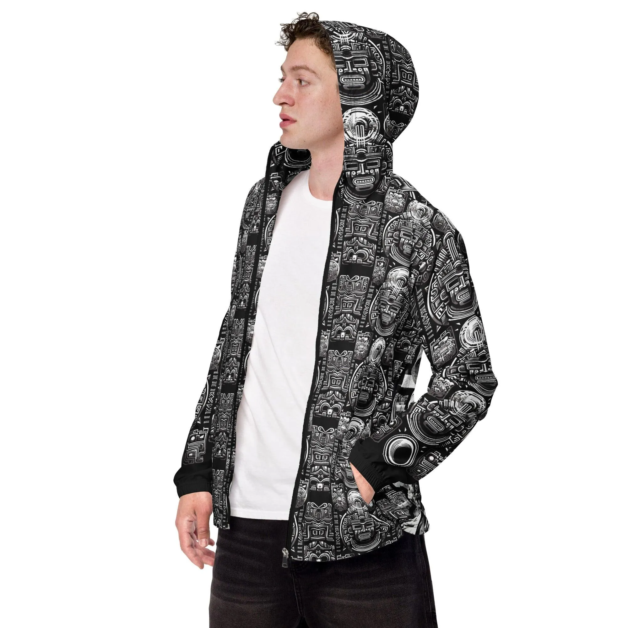 Mayan / Aztec Warrior All Over Print Unisex Windbreaker with Zippered Pockets by Metz Zen v1.0