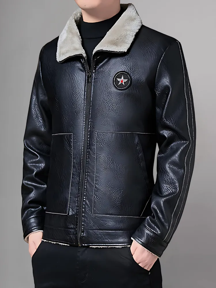 Mens Causal Leather Jacket