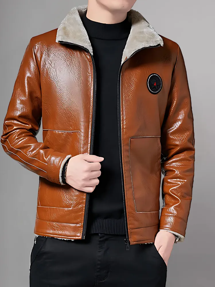 Mens Causal Leather Jacket