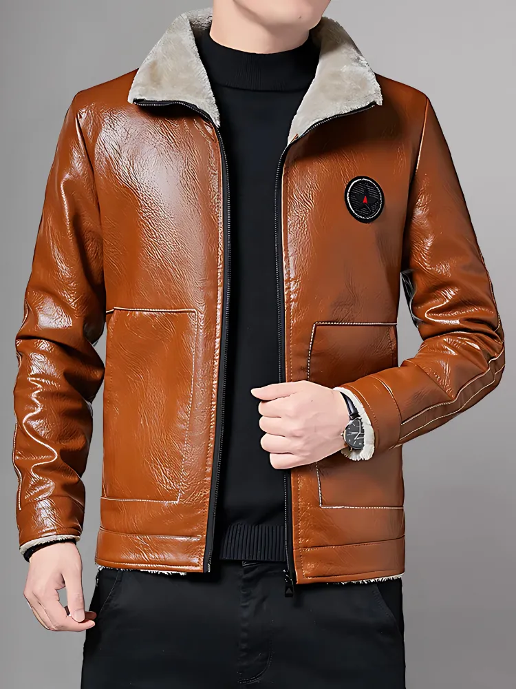 Mens Causal Leather Jacket