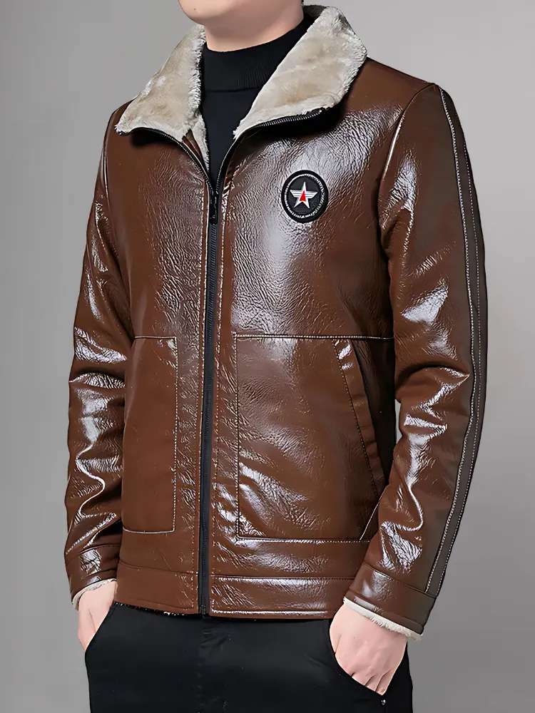 Mens Causal Leather Jacket