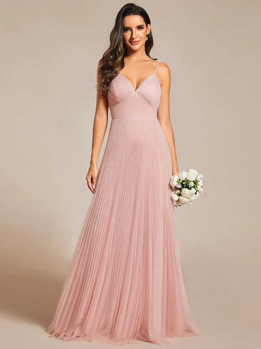 Mesh Contrast Bridesmaids Dresses With Spaghetti Straps