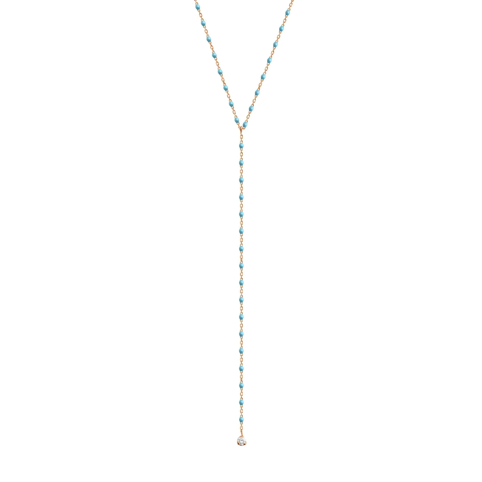 Mini Gigi Y Party Turquoise necklace, Rose Gold, 19.7"