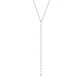 Mini Gigi Y Party Turquoise necklace, Rose Gold, 19.7"