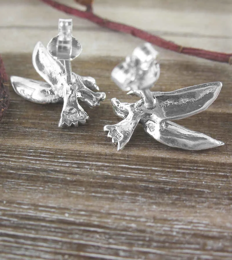 Miniature Eagles Alighting Post Earrings