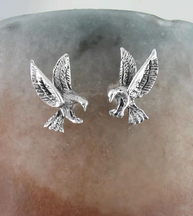 Miniature Eagles Alighting Post Earrings