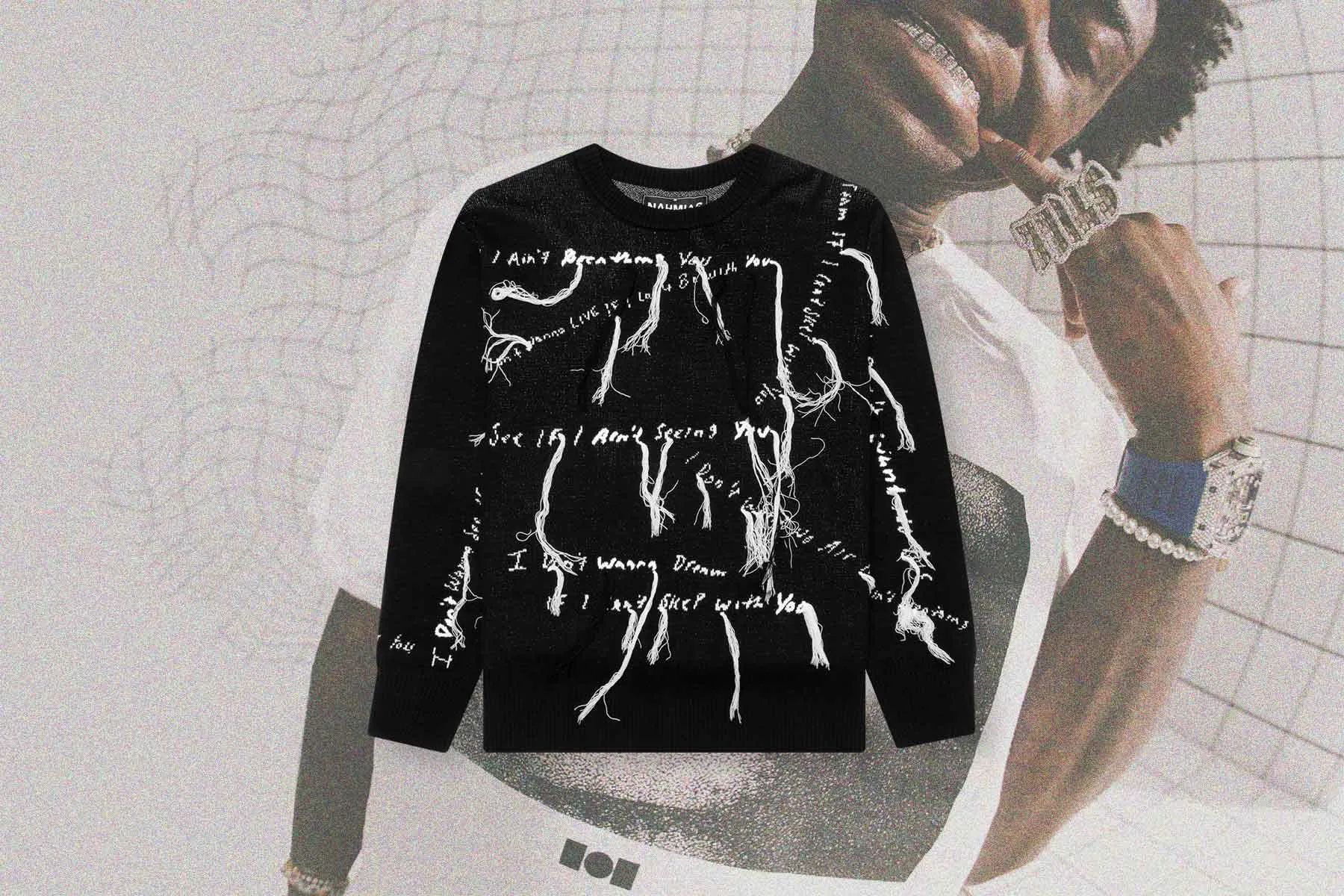 Nahmias x Kodak Black Knit Lyric Crewneck - Black