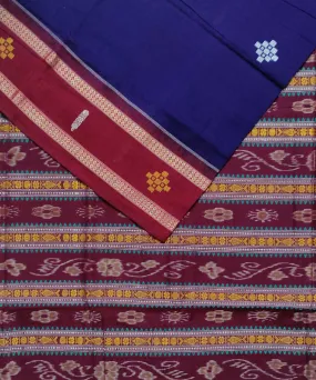 Navy blue maroon cotton handloom bomkai saree