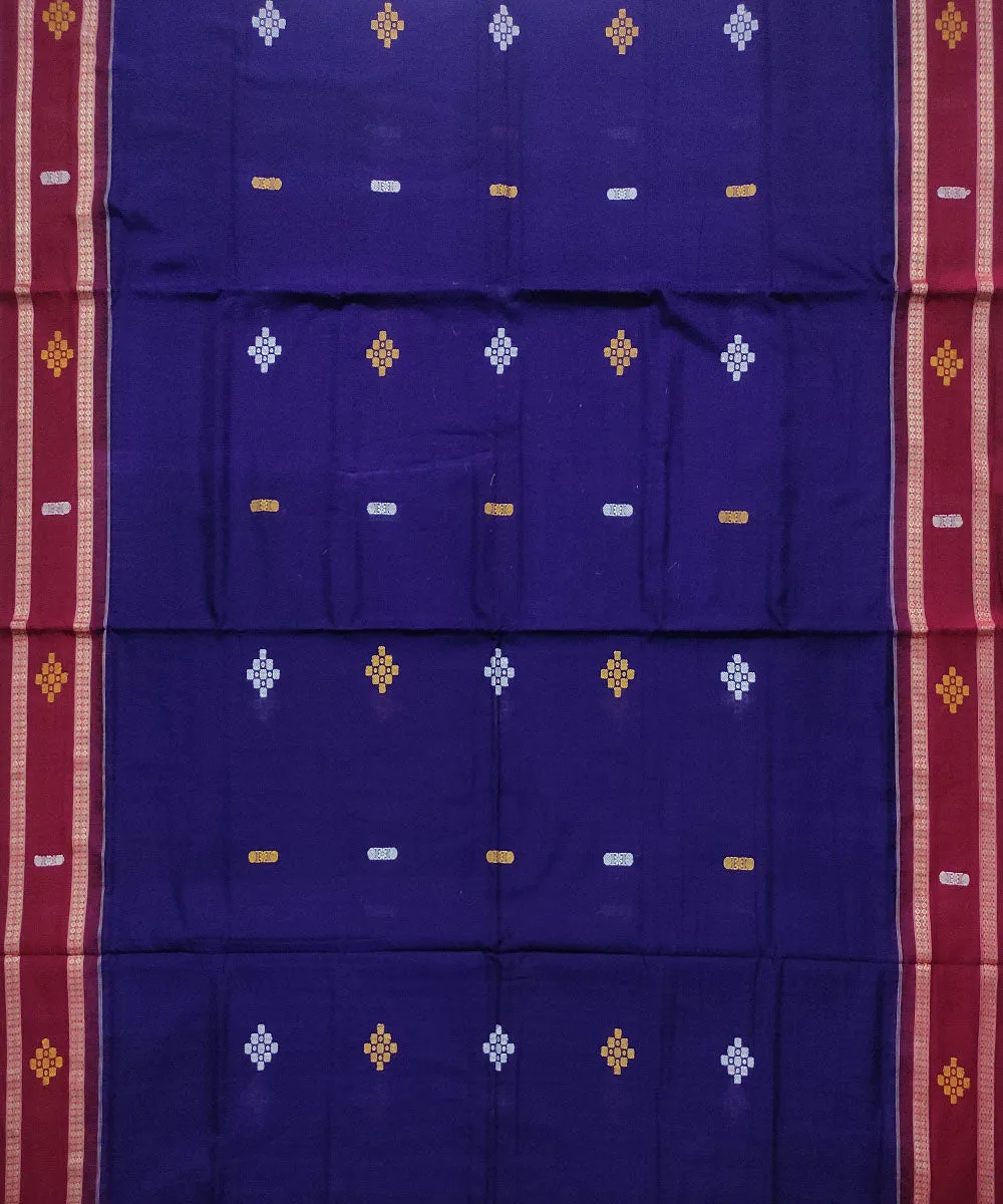 Navy blue maroon cotton handloom bomkai saree