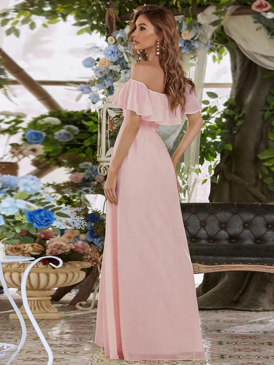 Off Shoulder High Split Bridesmaid Dress