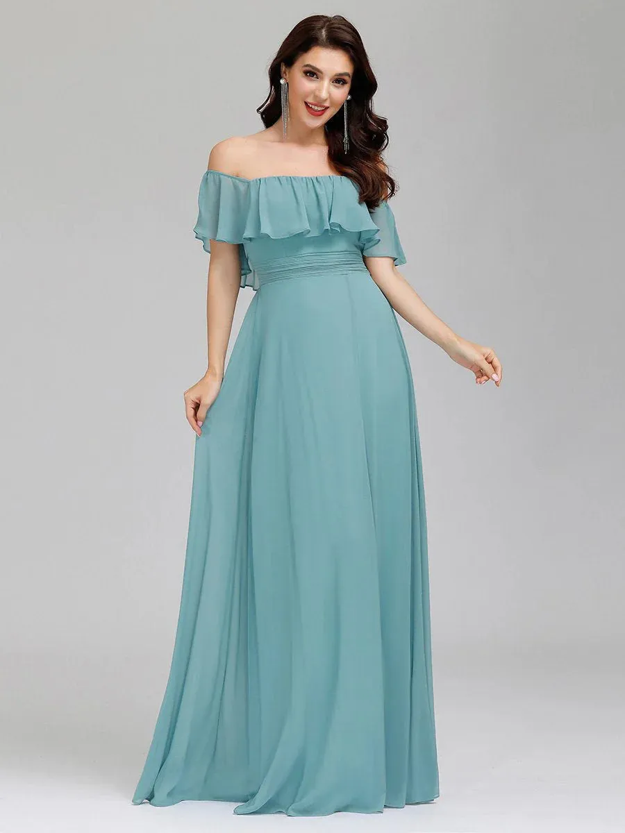 Off Shoulder High Split Bridesmaid Dress