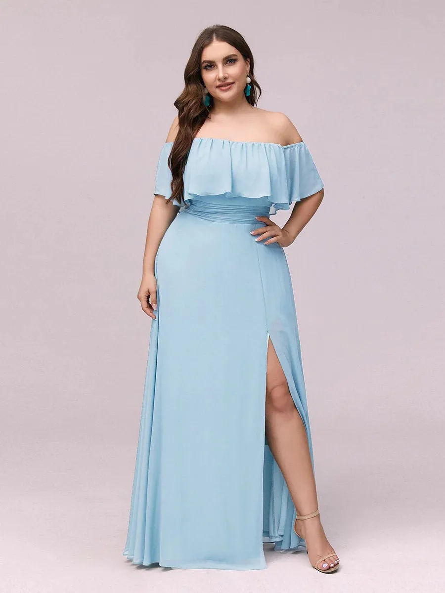 Off Shoulder High Split Bridesmaid Dress