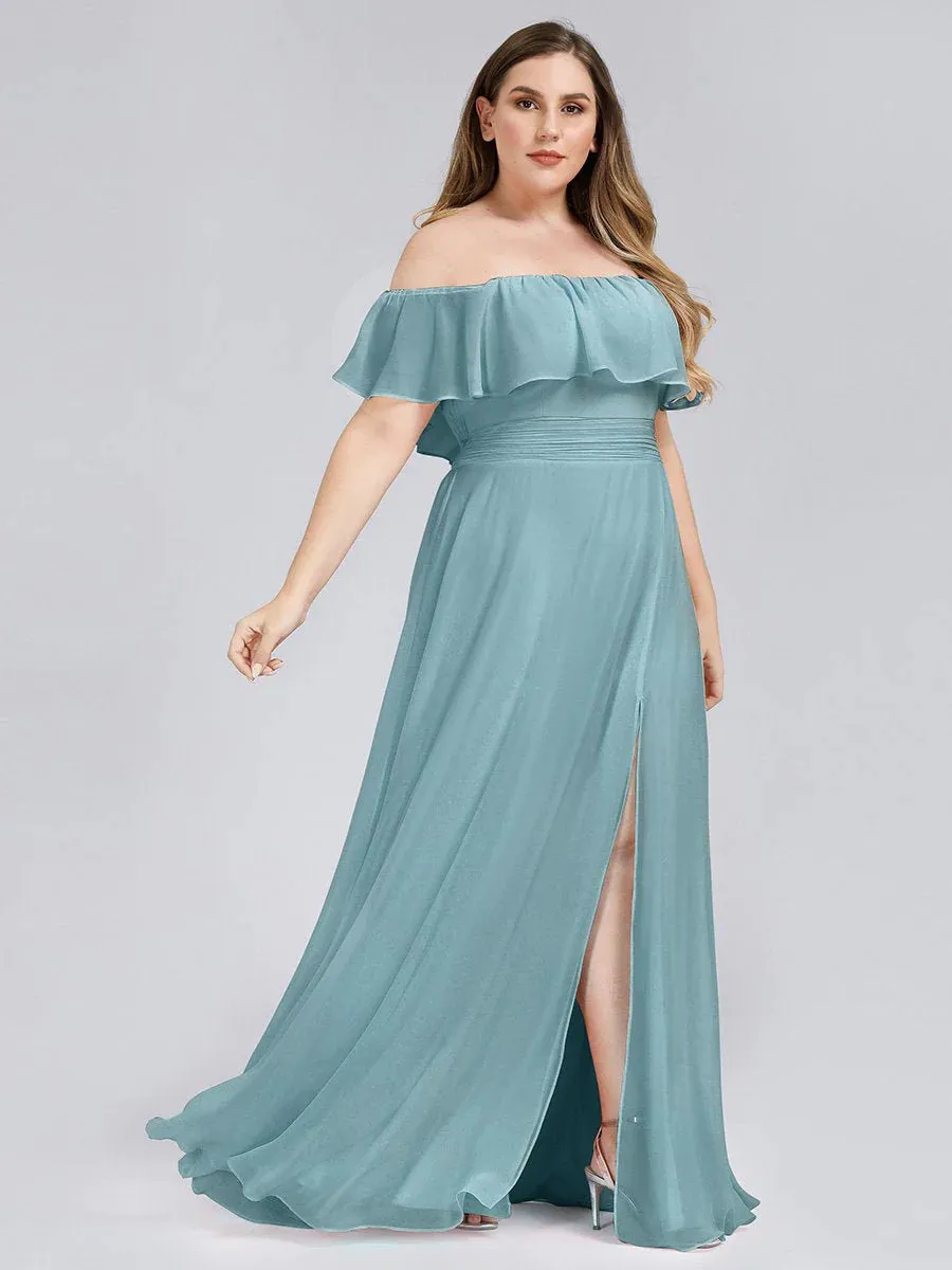 Off Shoulder High Split Bridesmaid Dress