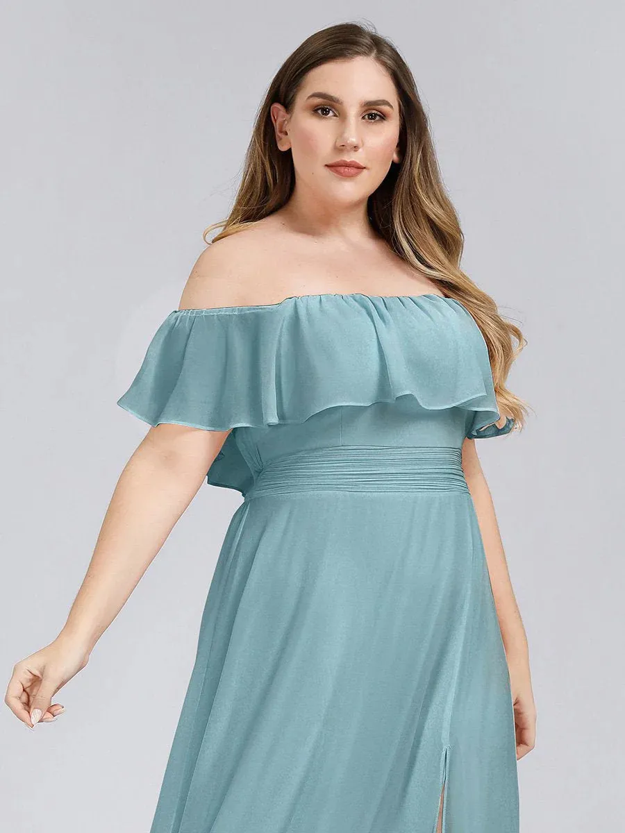 Off Shoulder High Split Bridesmaid Dress