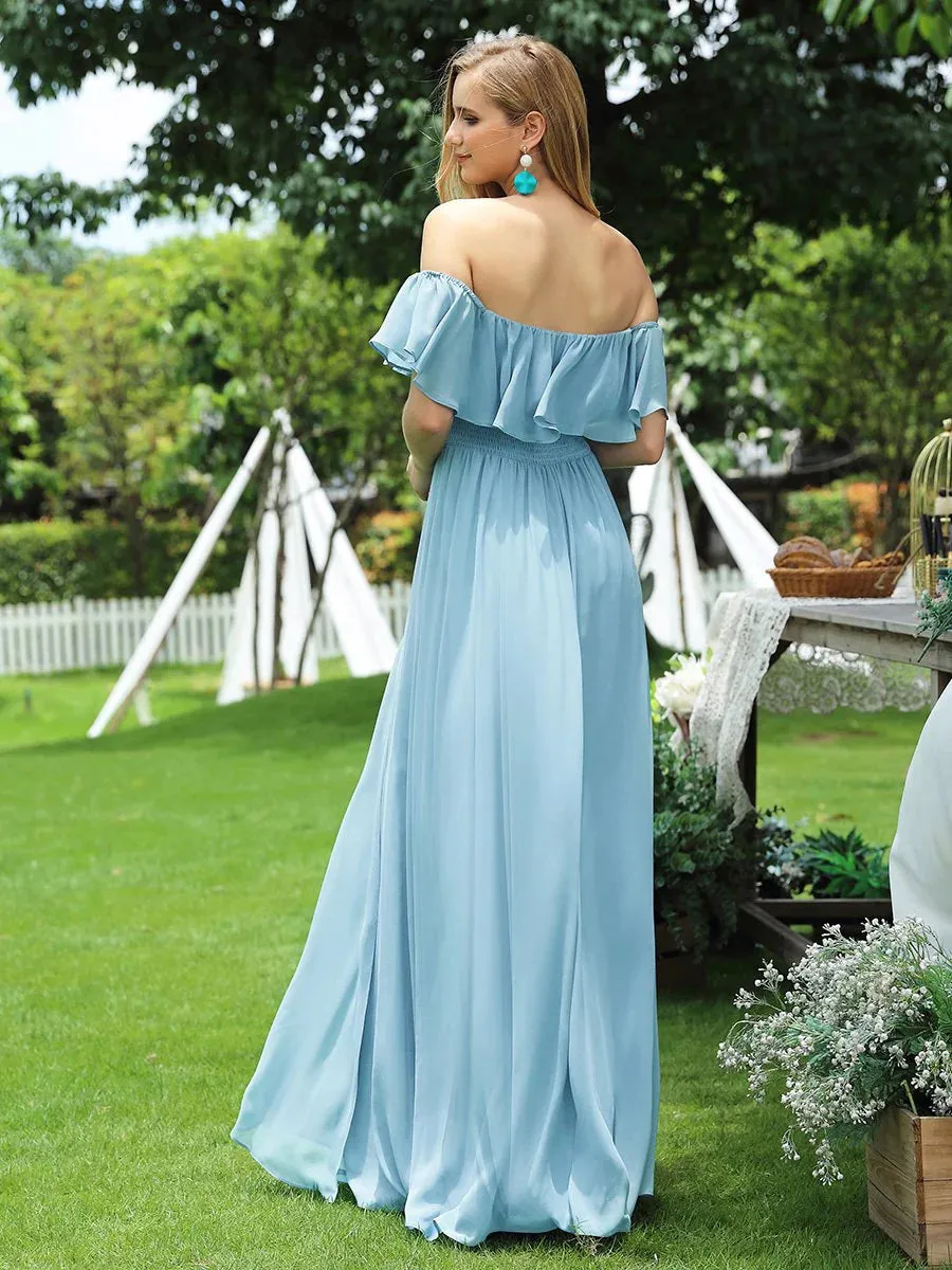 Off Shoulder High Split Bridesmaid Dress