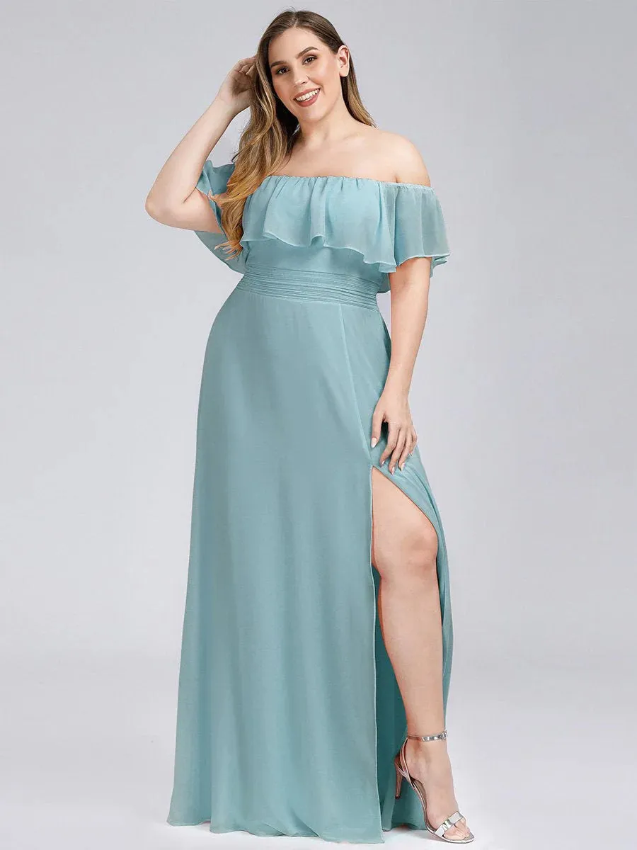 Off Shoulder High Split Bridesmaid Dress