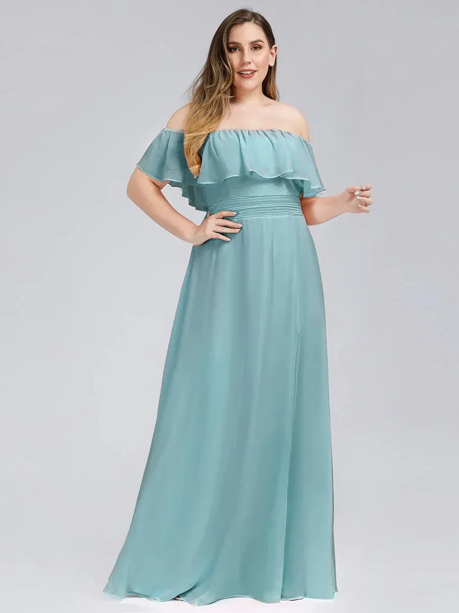 Off Shoulder High Split Bridesmaid Dress