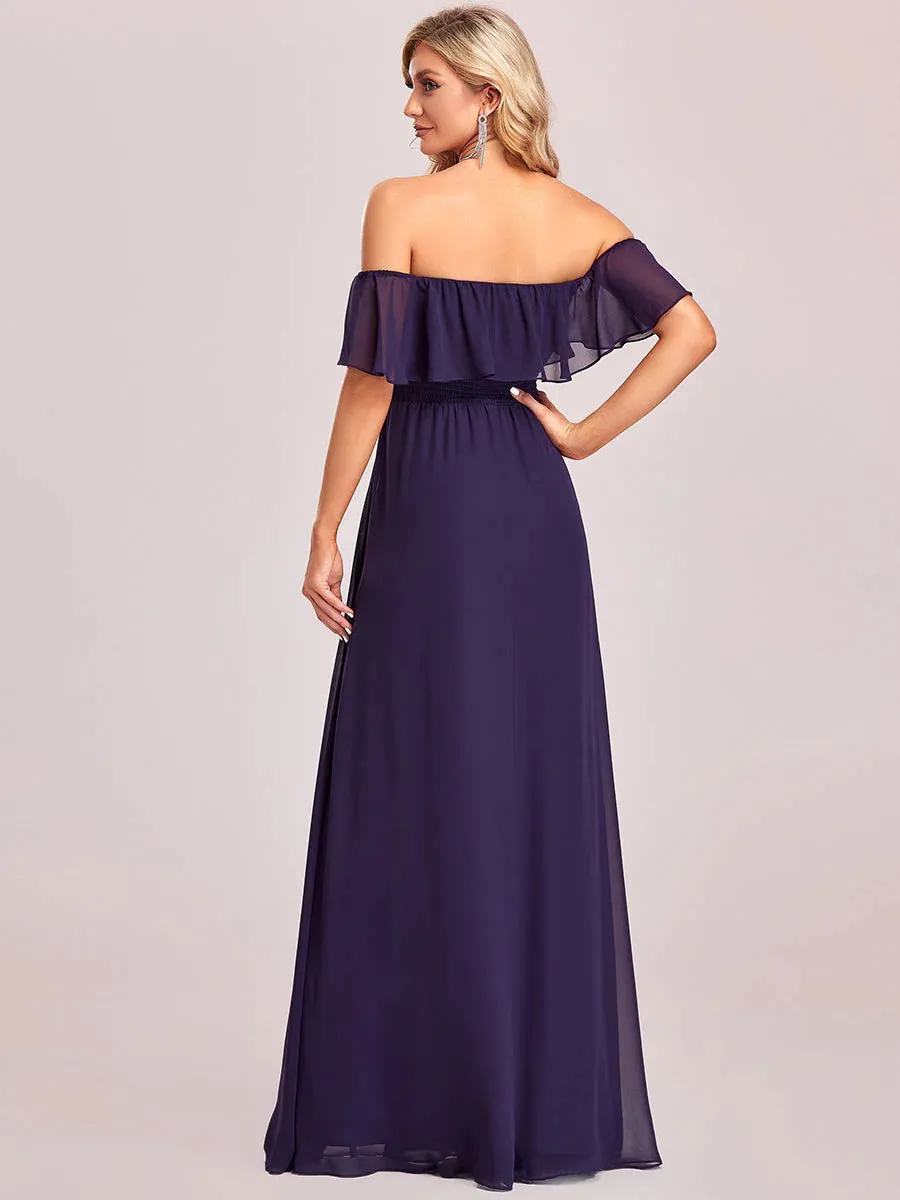 Off Shoulder High Split Bridesmaid Dress