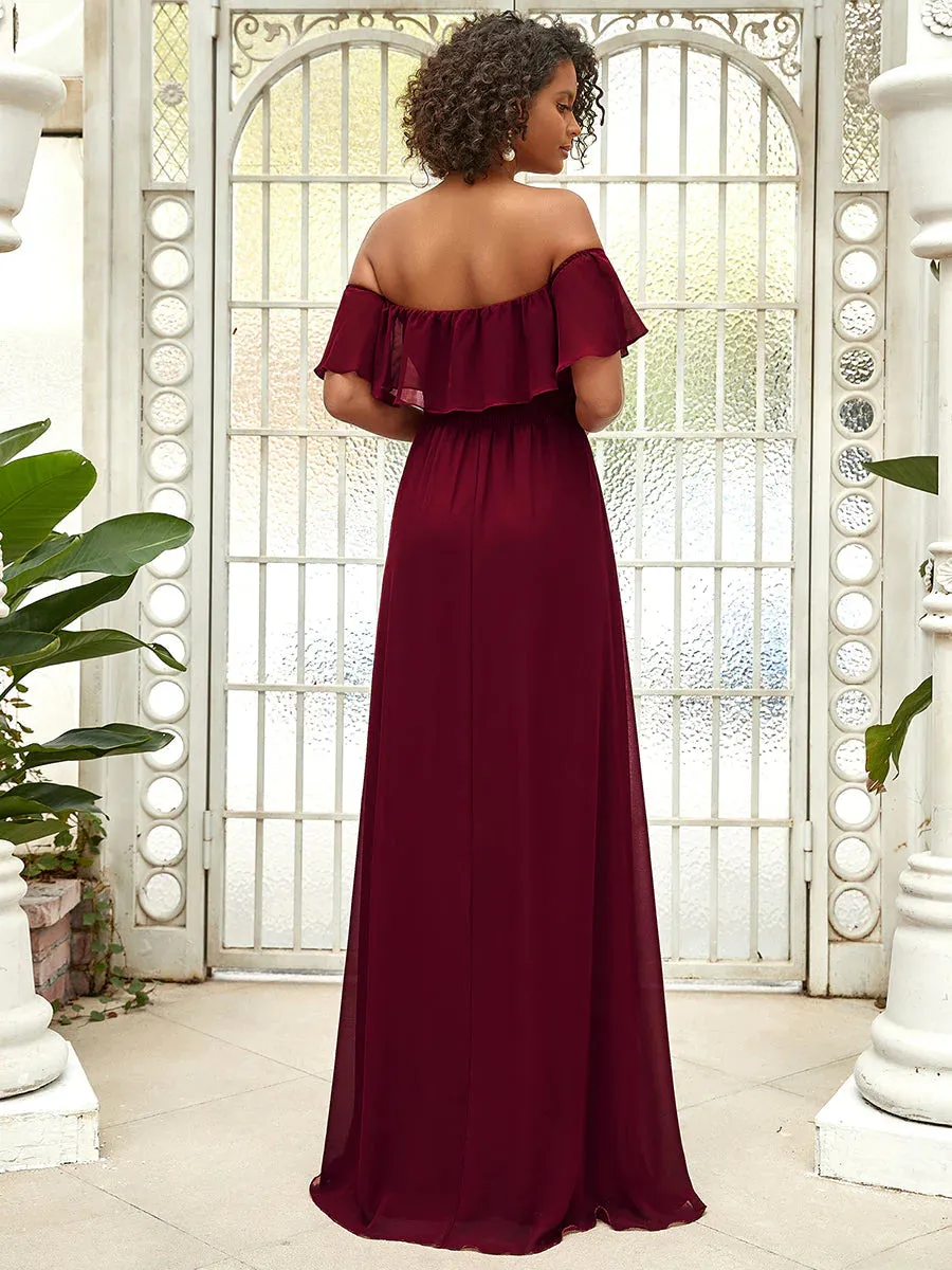 Off Shoulder High Split Bridesmaid Dress