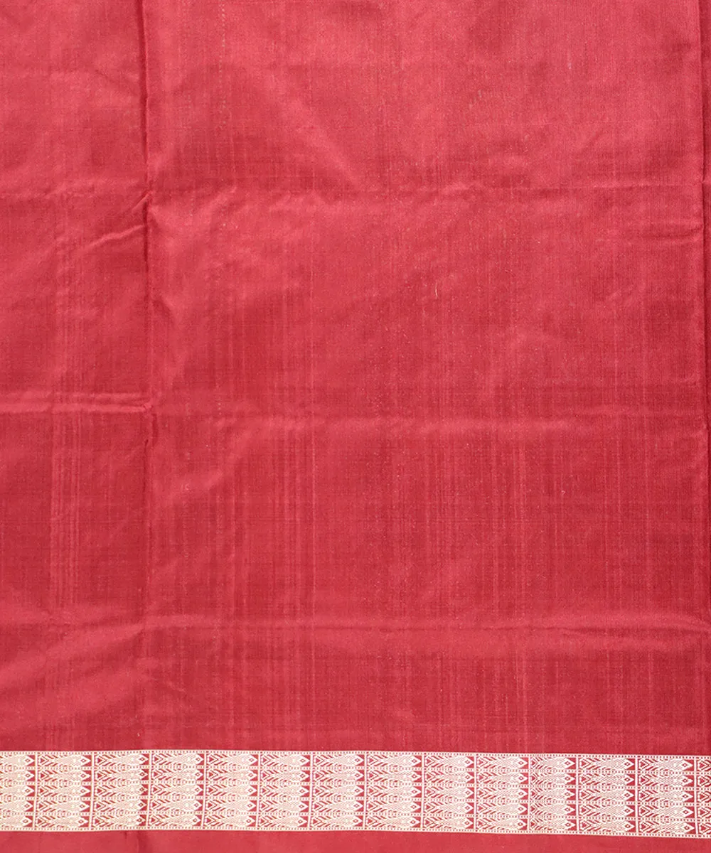 Offwhite maroon silk handloom sambalpuri saree