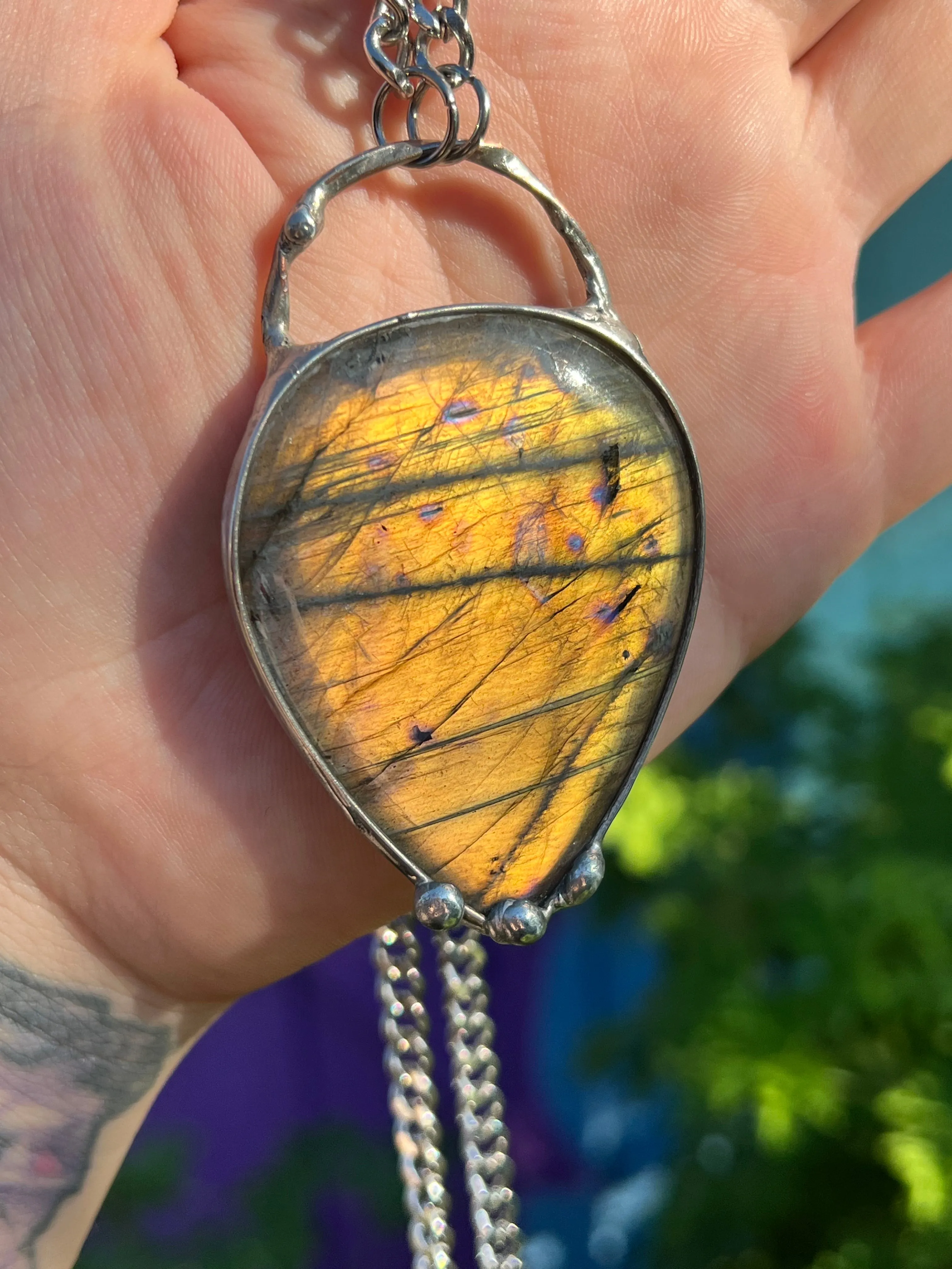 Orange Labradorite amulet