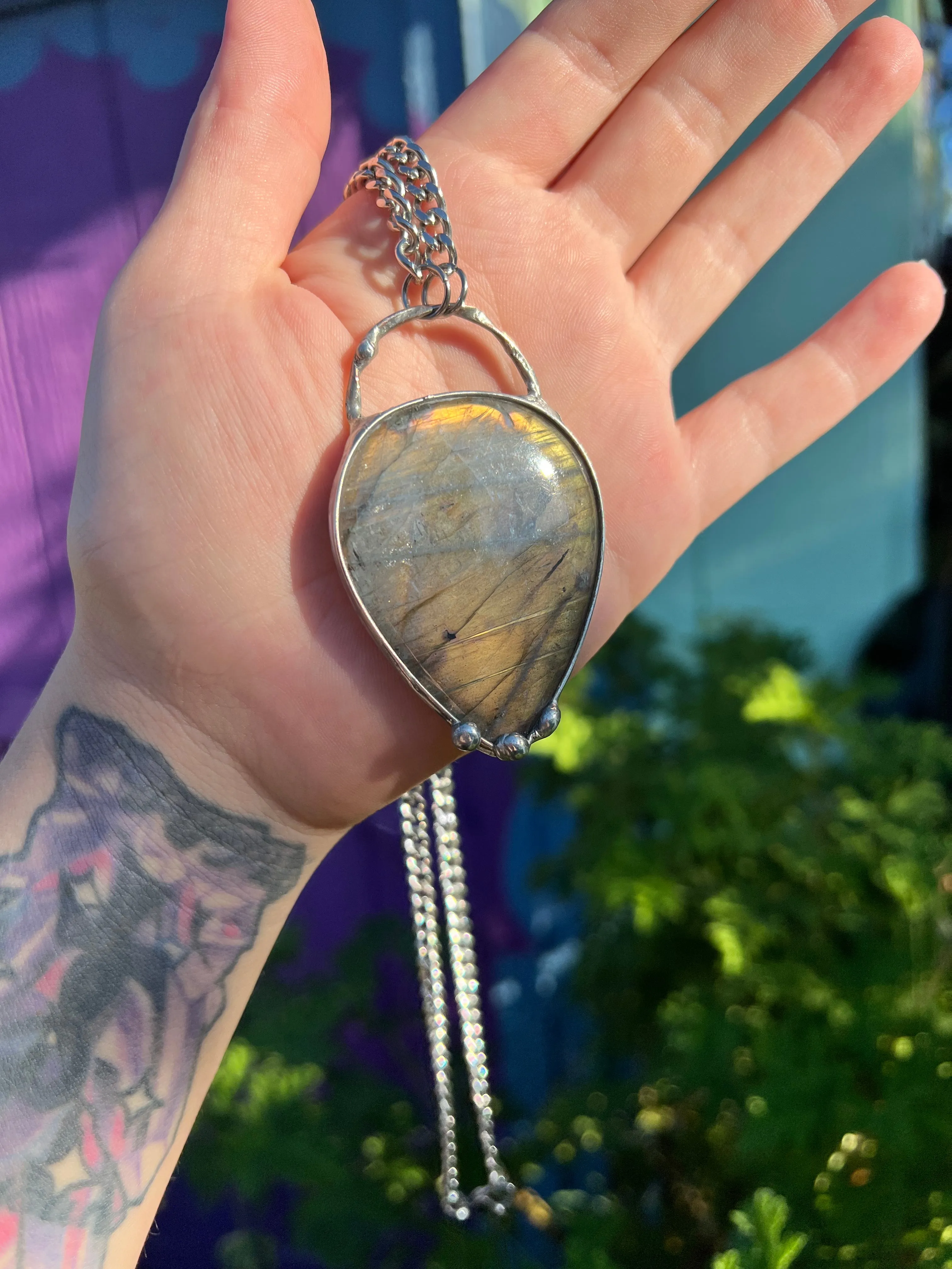 Orange Labradorite amulet