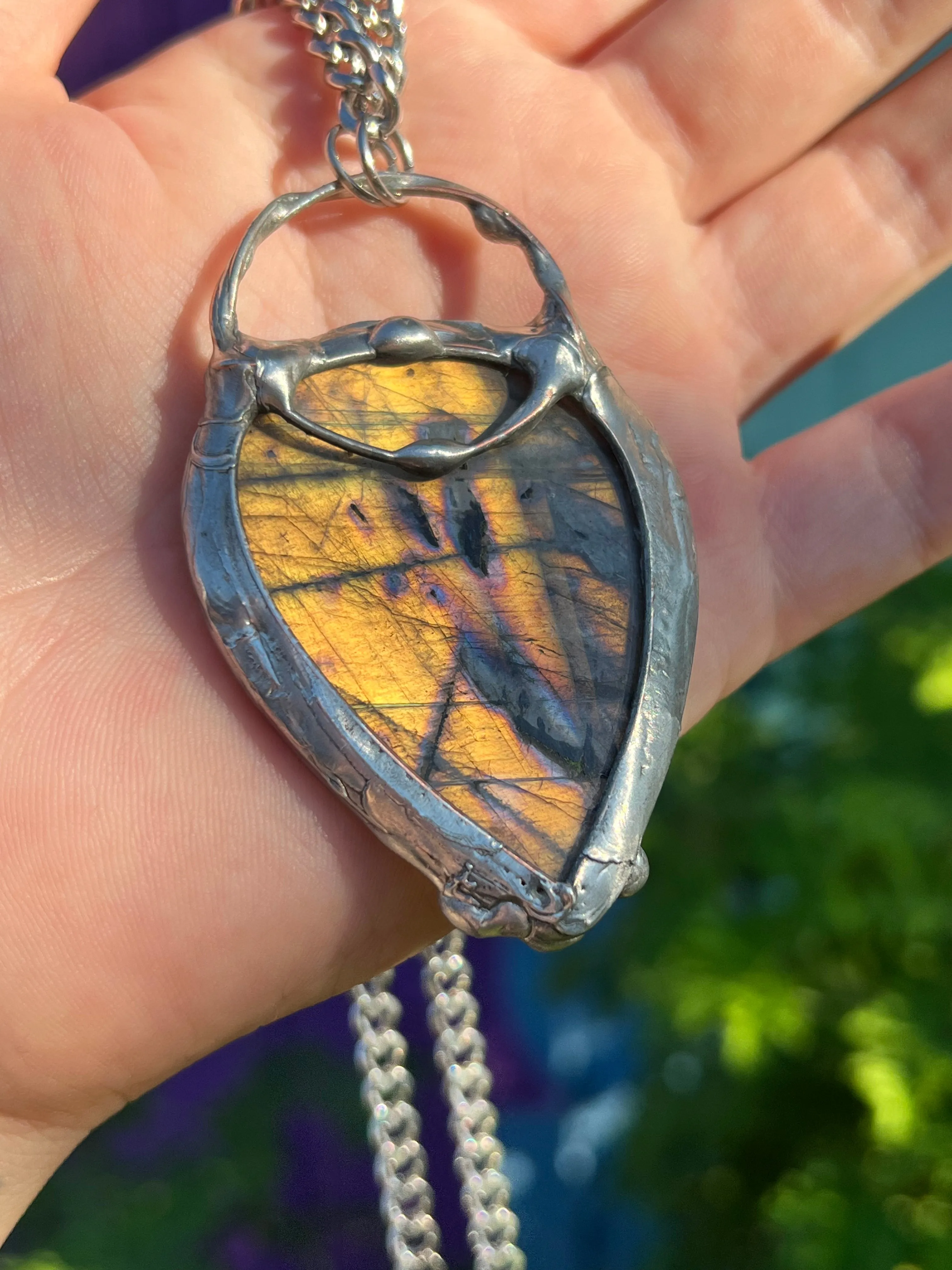 Orange Labradorite amulet