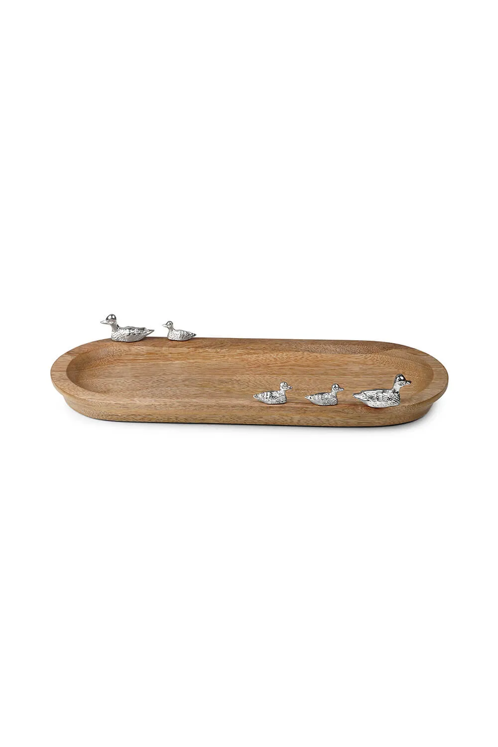 Oval Mango Wood Tray With Duck