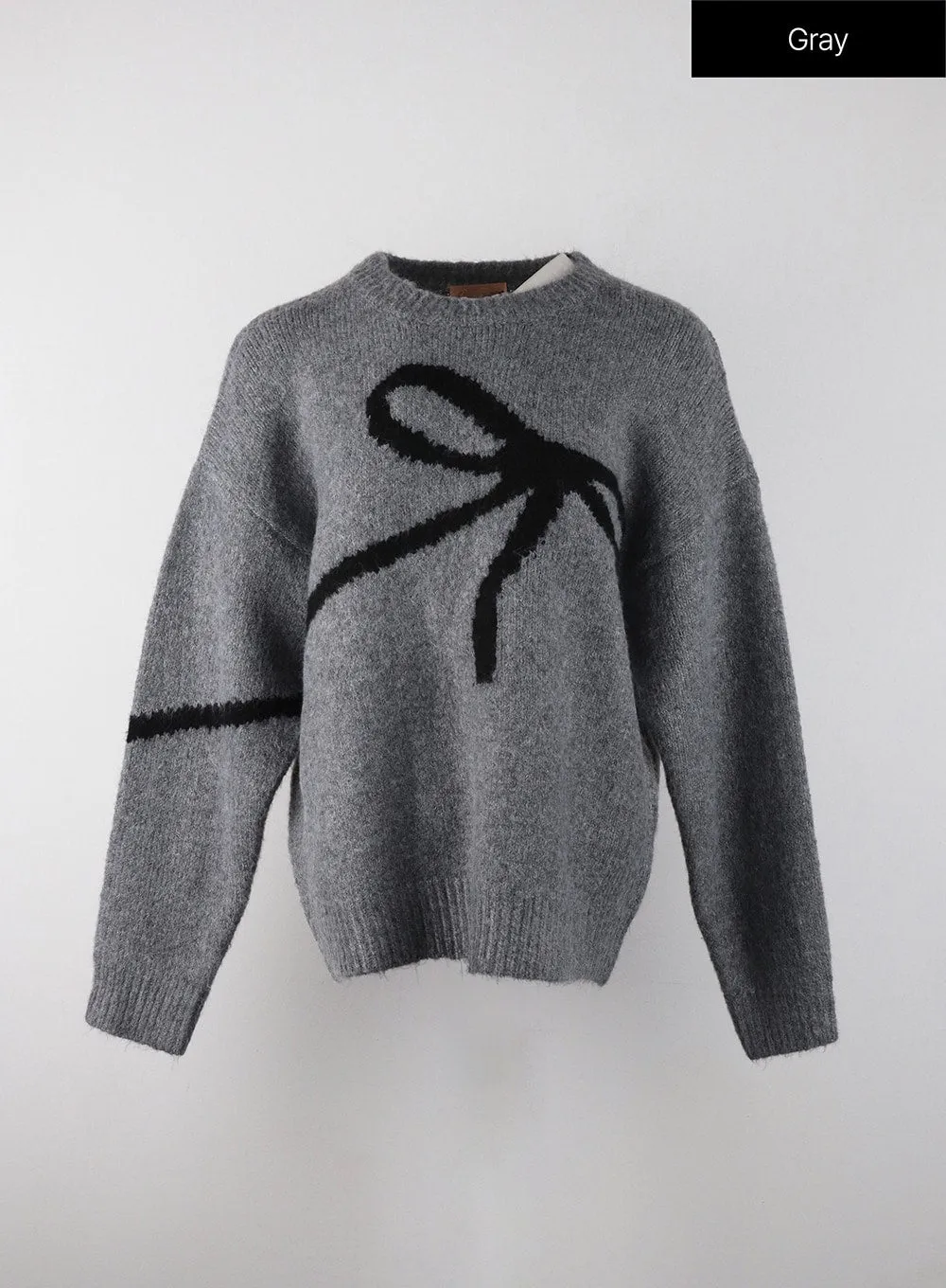 Oversized Black Bow Sweater OJ405