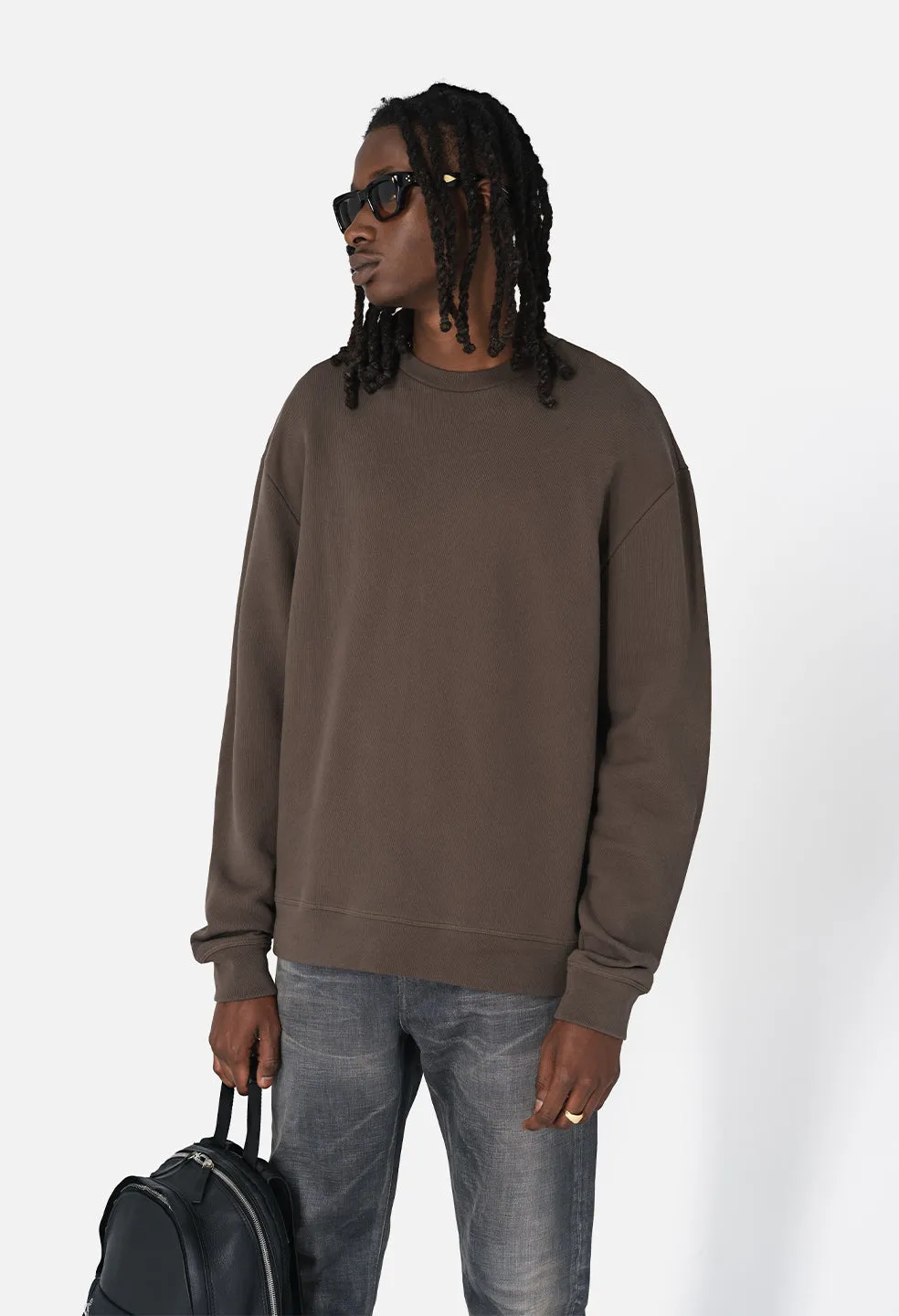 Oversized Crewneck Pullover / Chocolate Brown