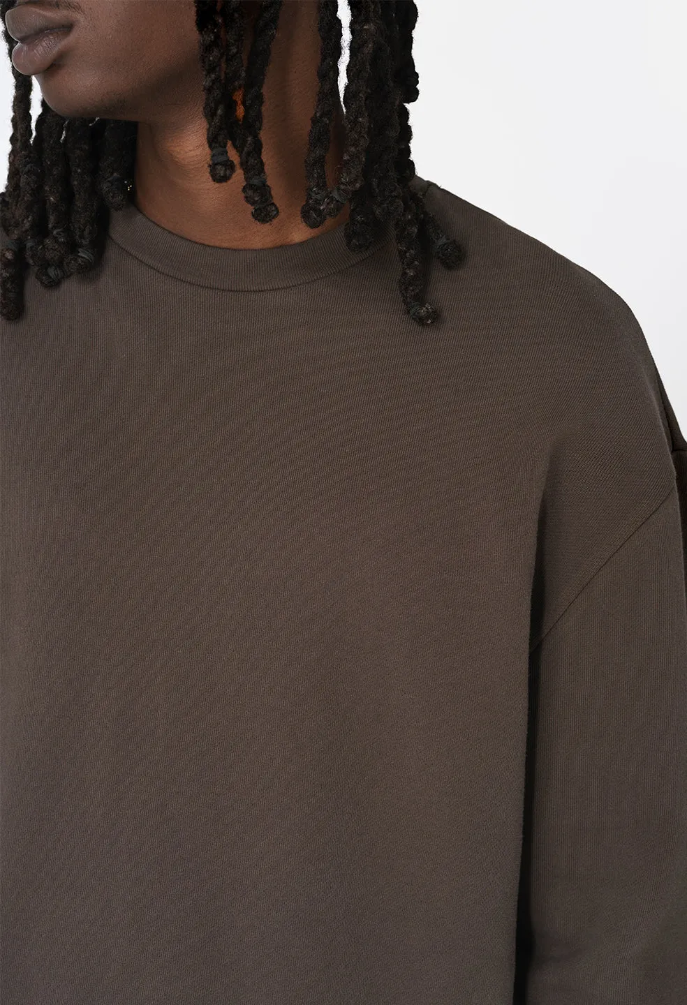 Oversized Crewneck Pullover / Chocolate Brown