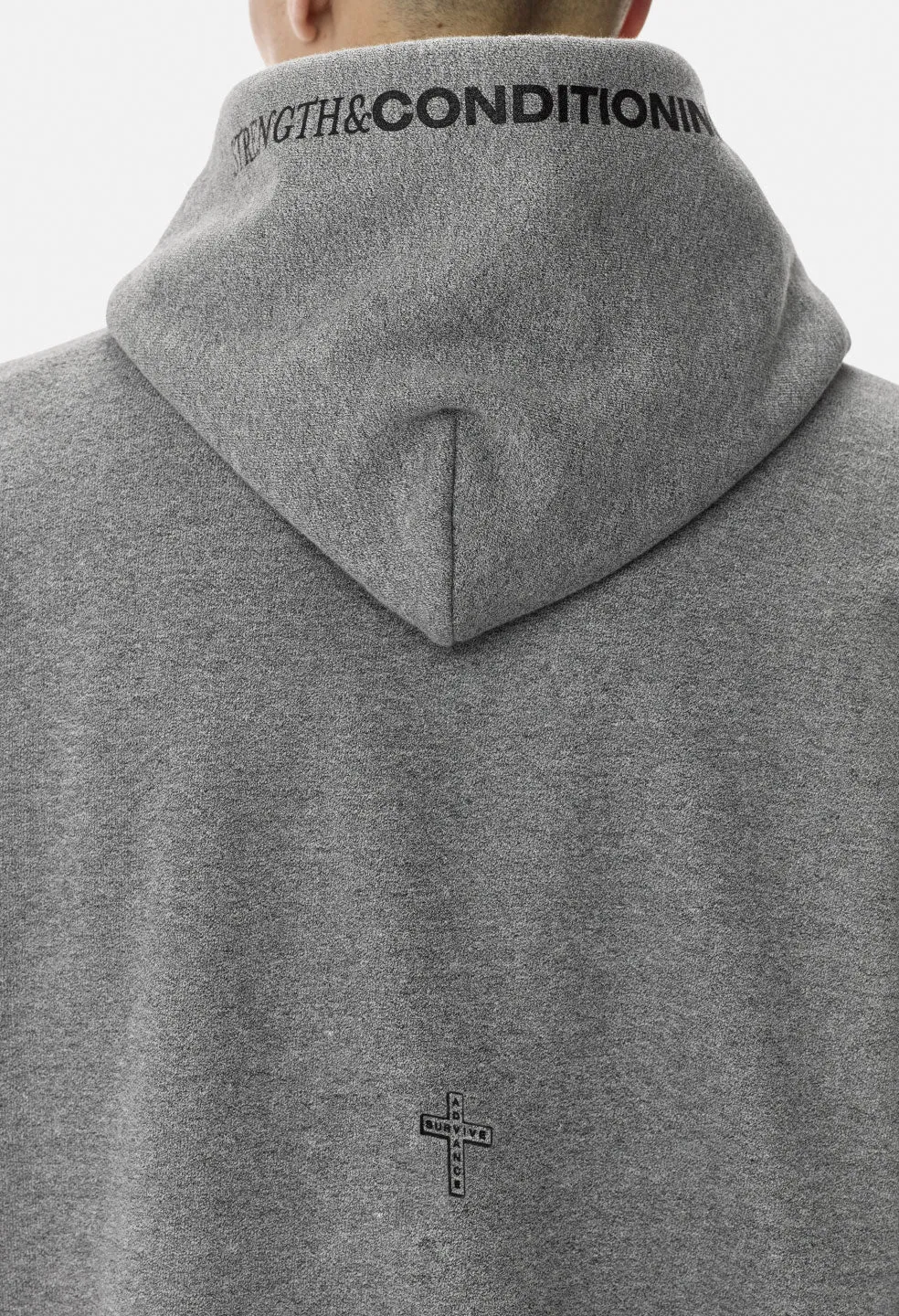 Oversized Cropped Hoodie / Dark Grey Crest