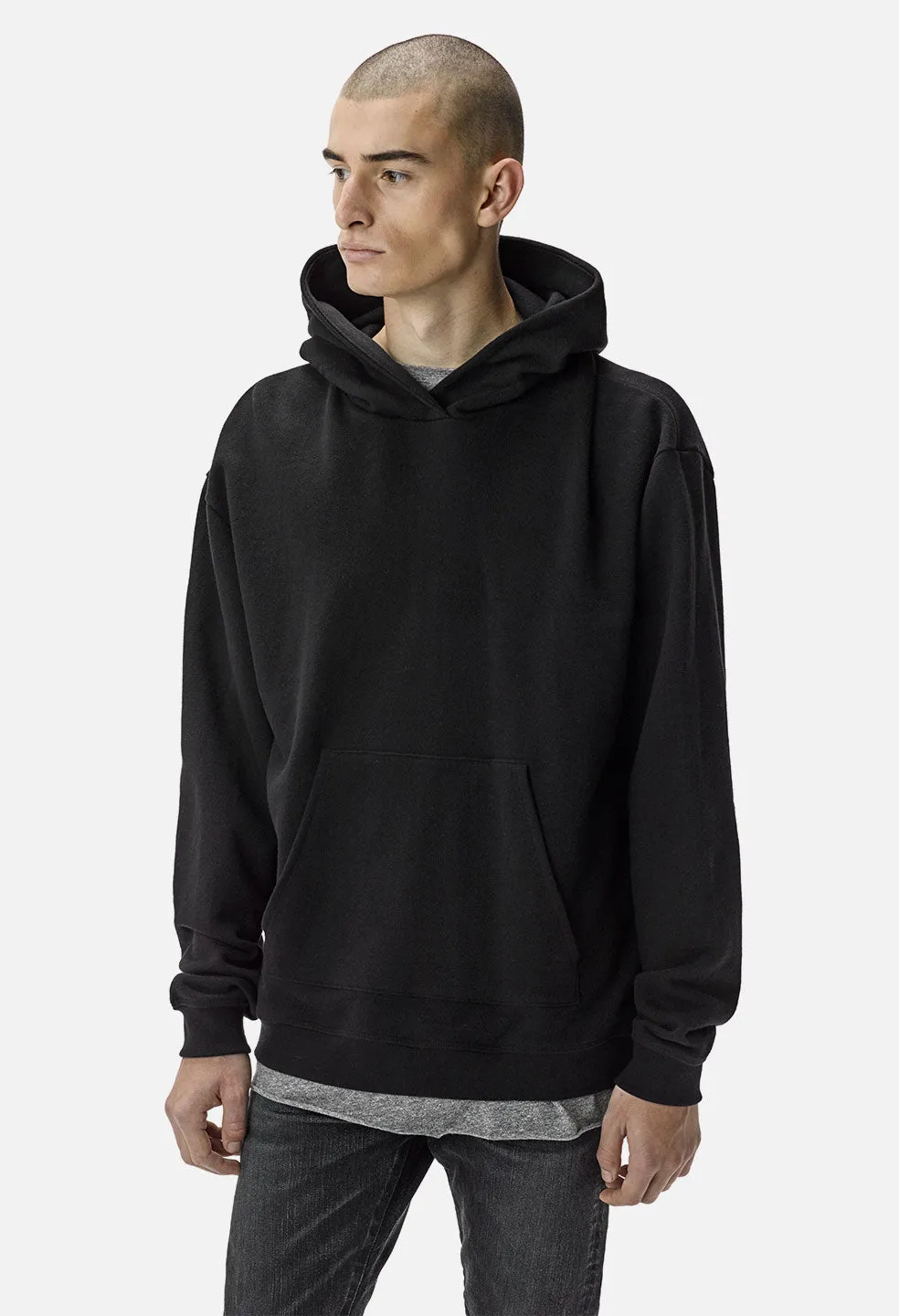 Oversized Cropped Hoodie / Tournament Black