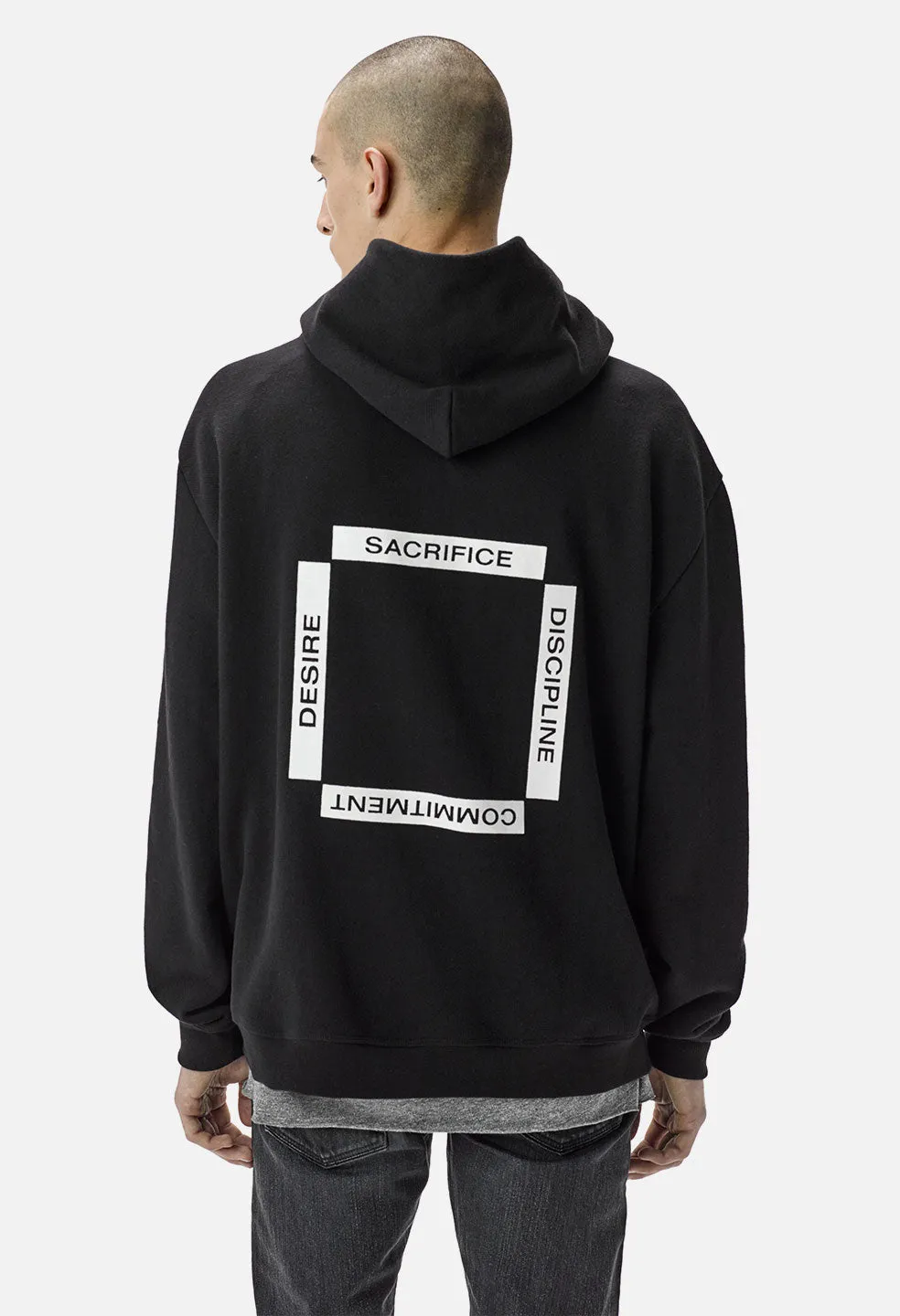 Oversized Cropped Hoodie / Tournament Black