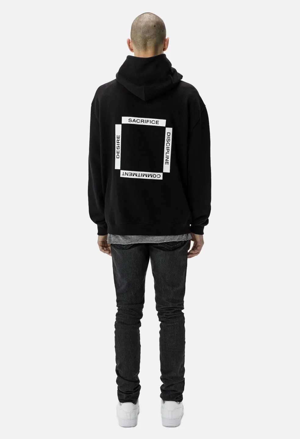 Oversized Cropped Hoodie / Tournament Black