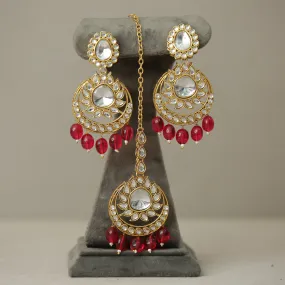 Pari Kundan Earrings And Tikka