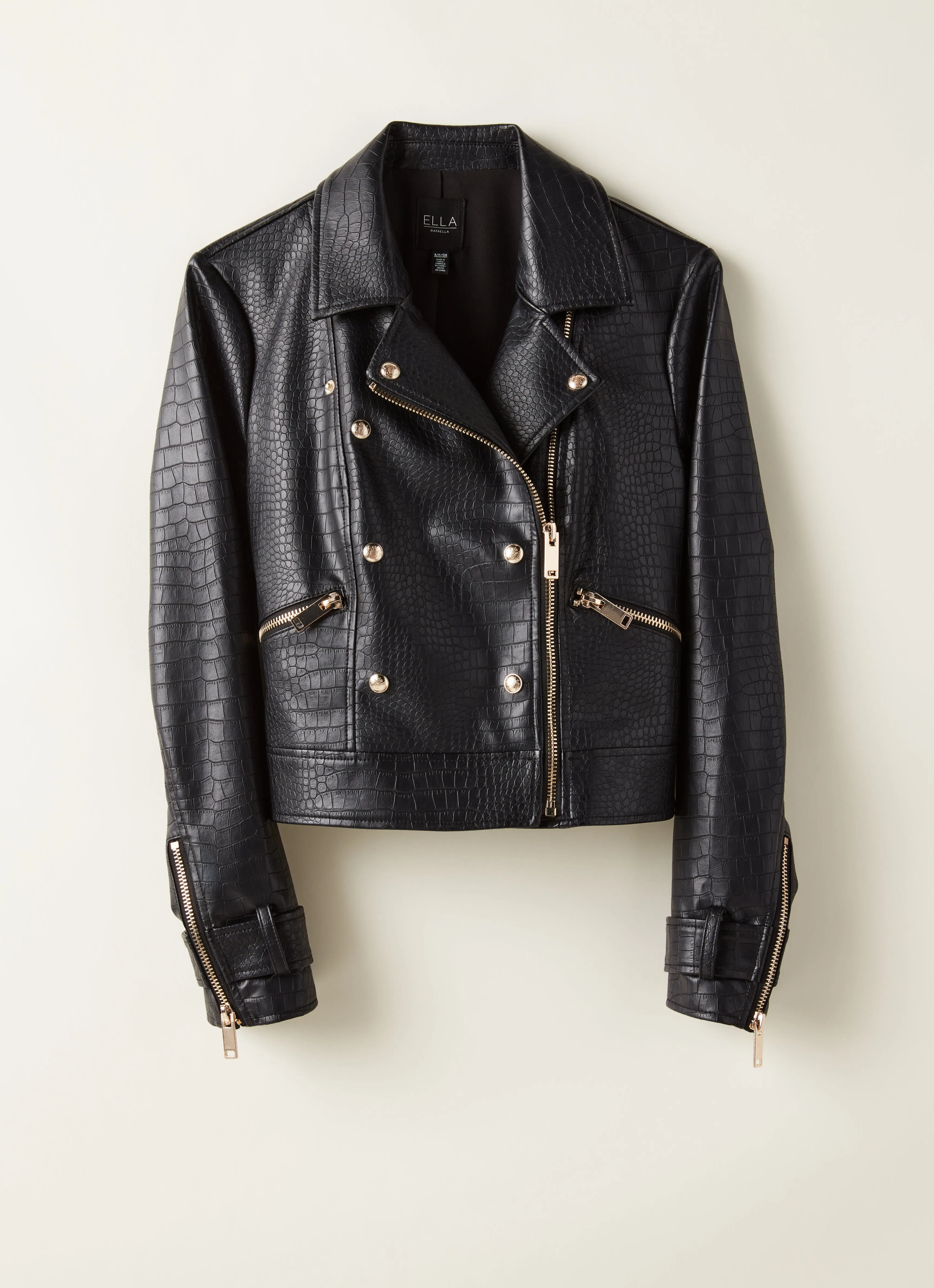 Petite Vegan Leather Moto Jacket