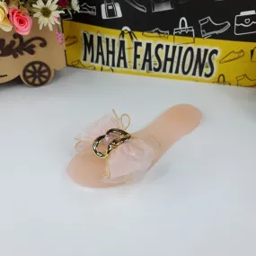 Pink Bow Jelly Slippers