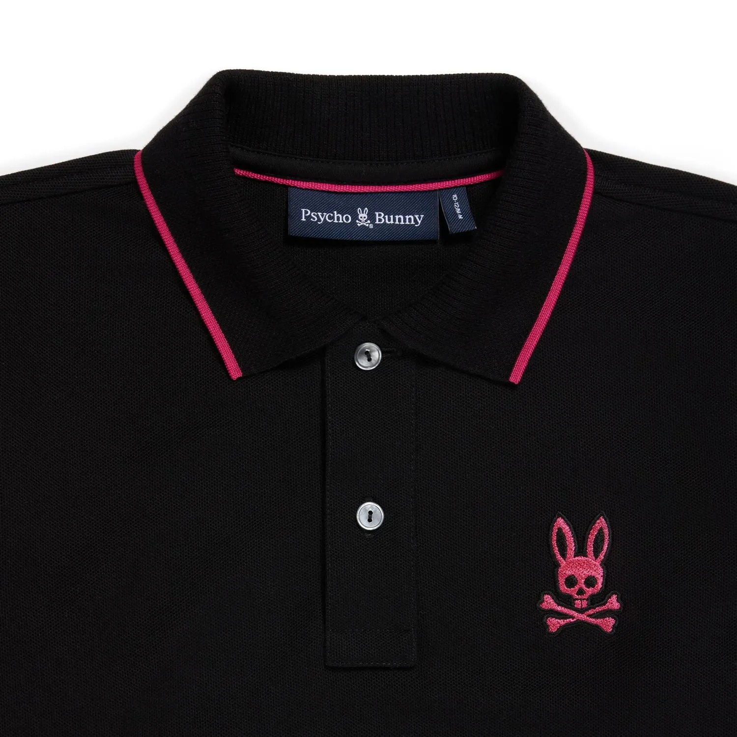 Psycho Bunny Kids Sacramento Pique Black Polo_ B0k603a2pc-001