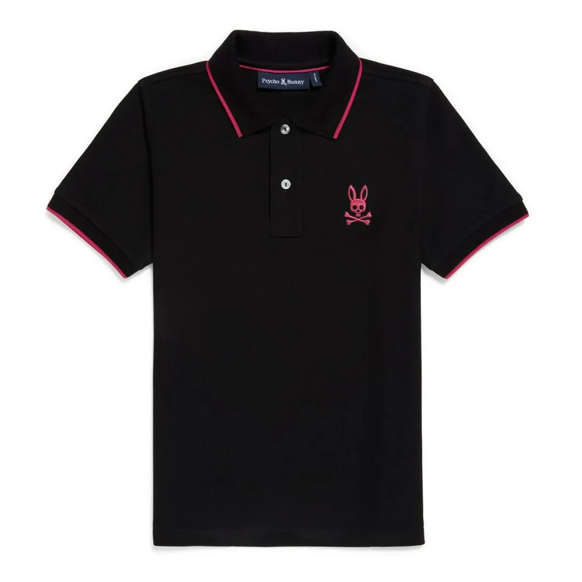 Psycho Bunny Kids Sacramento Pique Black Polo_ B0k603a2pc-001