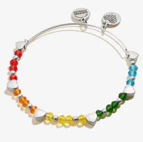 Rainbow Heart Beaded Bangle