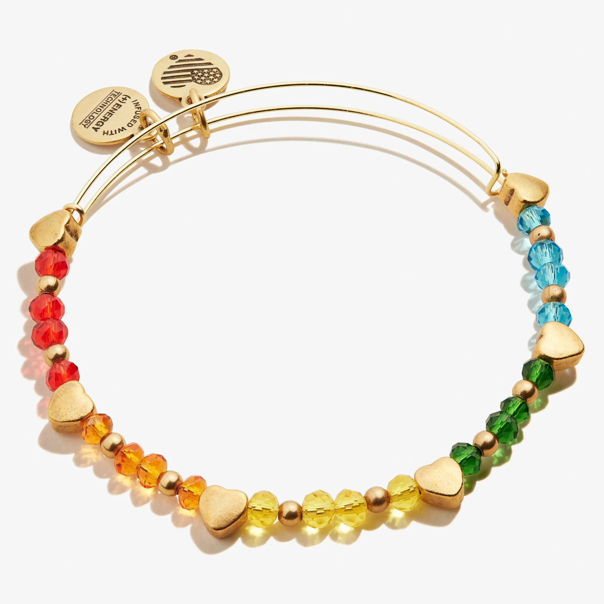 Rainbow Heart Beaded Bangle