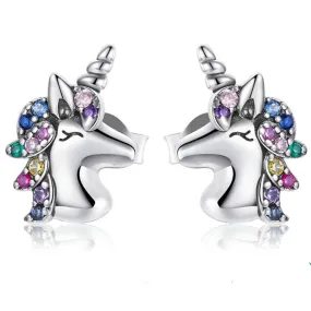 Rainbow Unicorn Sterling Silver Earrings