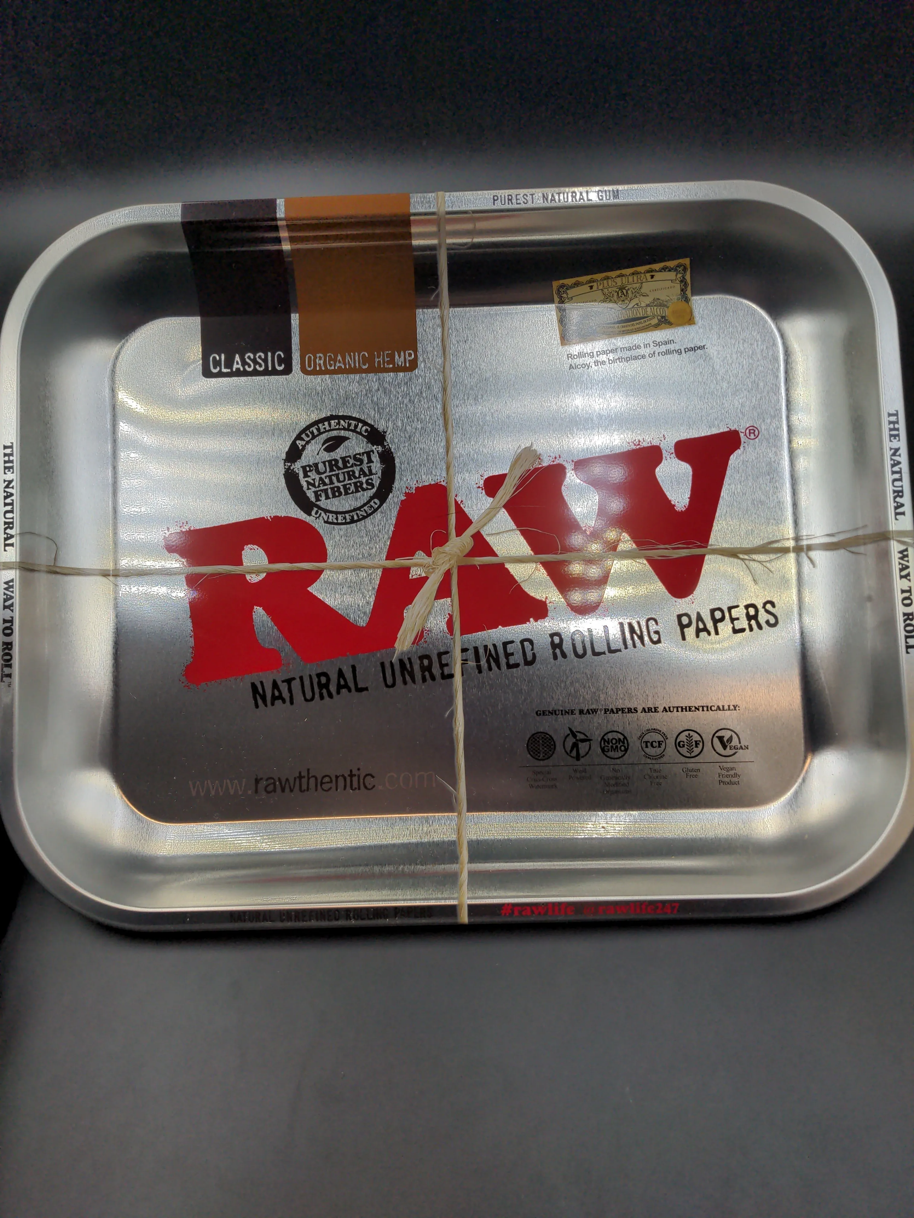 Raw Natural Silver Metallic Rolling Tray