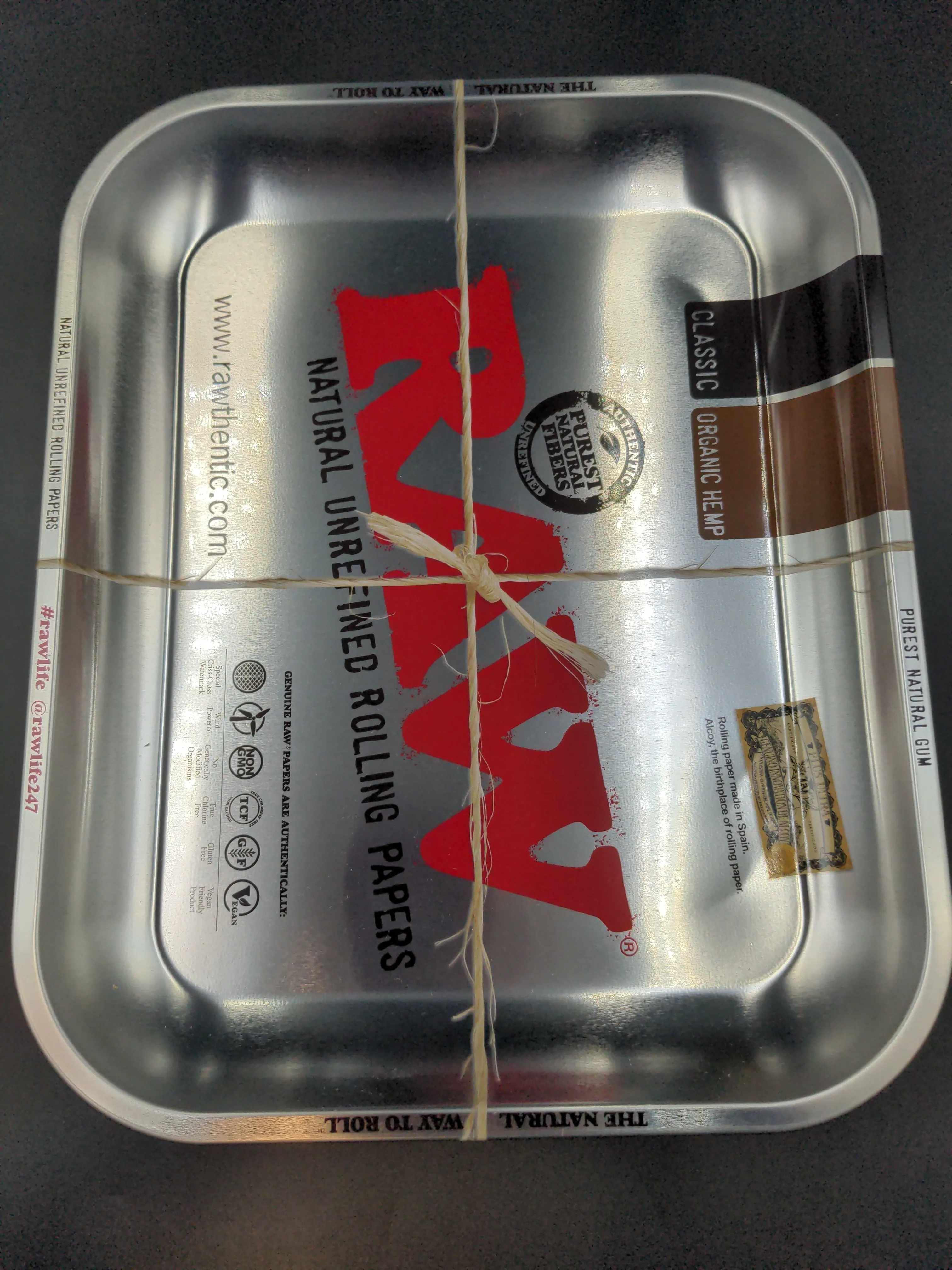 Raw Natural Silver Metallic Rolling Tray