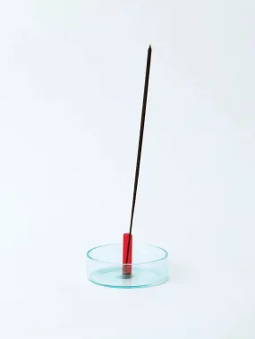 Red & Blue Glass Incense Holder