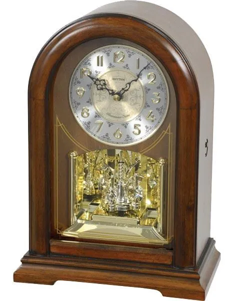 Rhythm WSM Orlando Mantel Clock - Swarovski - 19 Melodies - Wooden