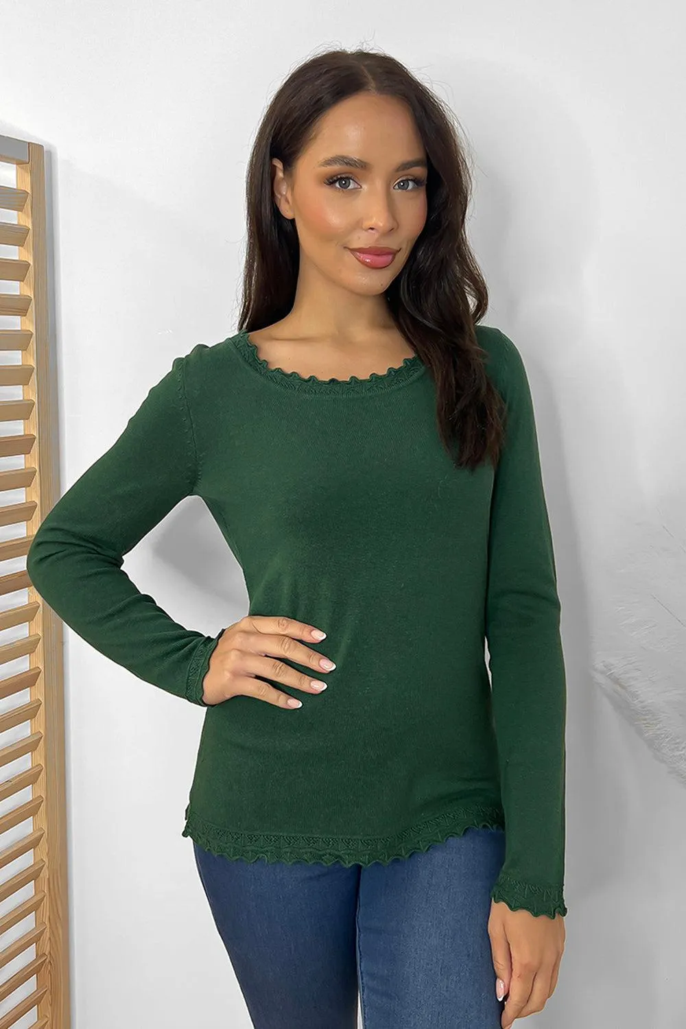 Scallop Scoop Neck Pullover