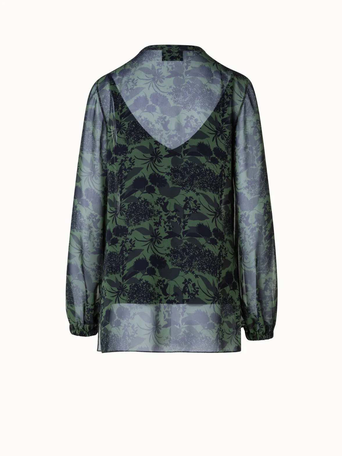 Semitransparente Seidenbluse mit kleinem Abraham-Blumen Druck